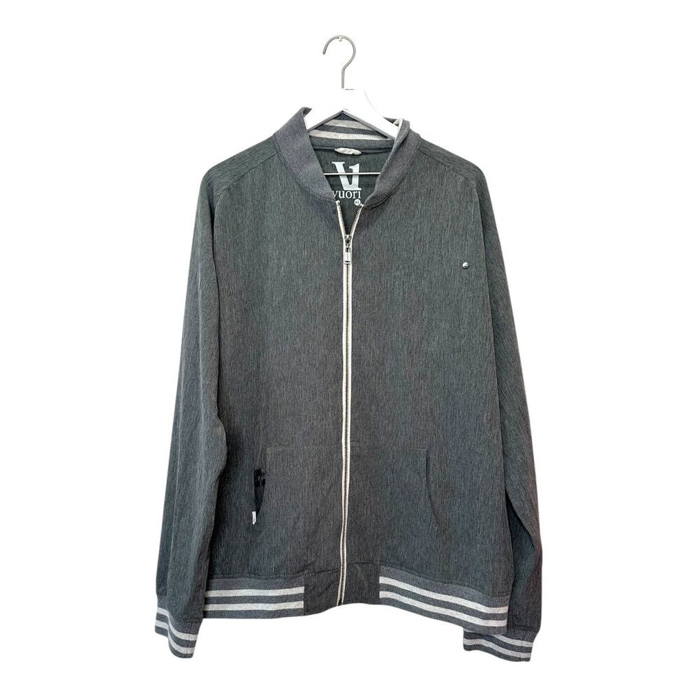 Vuori Grey Full Zip Track Jacket Lightweight Stretch Knit Size XL